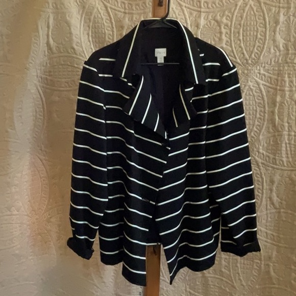 Chicos black and white knit lined jacket.  Size 20W or chicos 4 - Picture 1 of 3